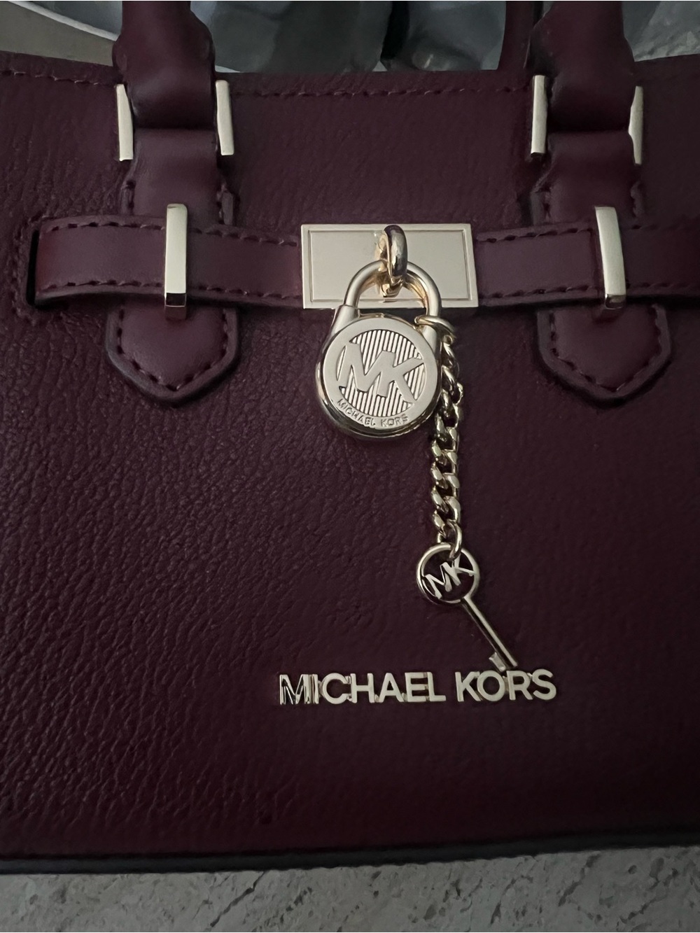 Michael Kors Deep Burgundy Satchel with Gold Hardware